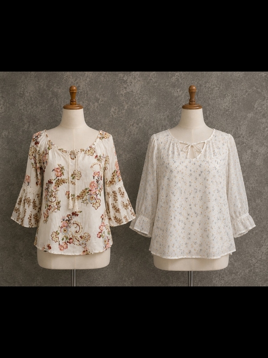 torrid Tops - Women's Ivory Floral Peasant Top - Boho Sleeve Blouses